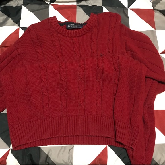 U.S Polo Red Knit Long Sleeve Sweater - Picture 3 of 4
